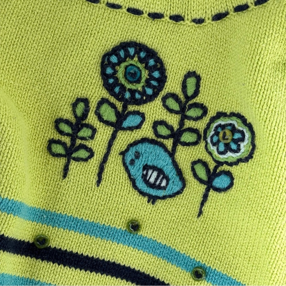 ⭒ 18-24M Gusti Unique Knit Dress Floral Embroidered Long Sleeves with Bird ⭒ - Picture 2 of 11
